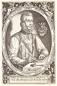Gerrit Dircksz eller Claes Steffensz. van Heussen by Hendrick Goltzius