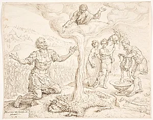 Gideon knæler i bøn (Fortællingen om duggen og fåreskindet) by Maarten van Heemskerck