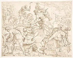 Gideon nedbryder Baalsalteret by Maarten van Heemskerck