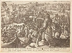 Giovanni de' Medicis død by Hendrick Goltzius