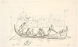 Gondol med to roere by Wilhelm Marstrand