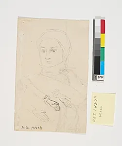 Græsk kvindehoved og studier af hænder by Niels Skovgaard