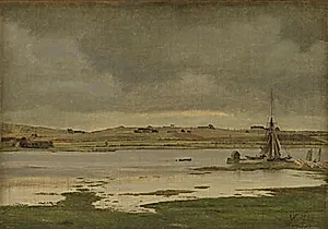 Gråvejrsstudie fra Hadsund by Vilhelm Kyhn