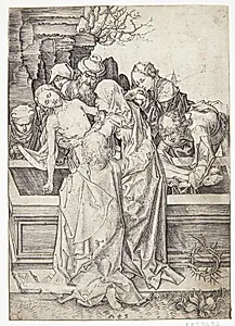 Gravlæggelsen by Martin Schongauer
