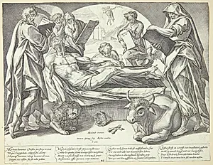Gravlæggelsen by Hendrick Goltzius