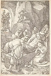 Gravlæggelsen by Hendrick Goltzius