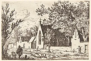 Grise ved et kapel by Allaert van Everdingen