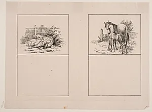 Grisene; Hesten og føllet by Adolph Kittendorff