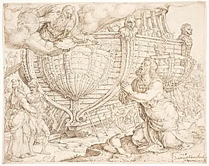 Gud befaler Noa at bygge arken by Maarten van Heemskerck
