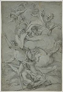 Gud forbander Kain efter mordet på Abel by Benedetto Luti