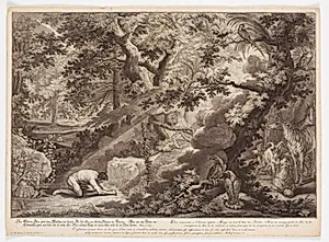 Gud forbyder Adam at spise af kundskabens træ by Johann Elias Ridinger