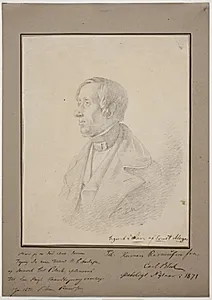 H.C. Andersen som yngre. Brystbillede, profil t.v.