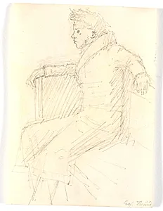 H.E. Freund siddende i en sofa by Christen Købke