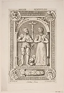 H. Holck og hustrus gravsten. Illustration til ”Nobilitas Daniae ex monumentis”