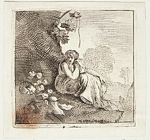 Hagar farer vild i ørkenen by Moyses van Wtenbrouck
