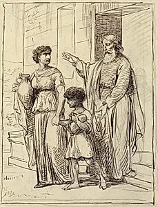 Hagar og Ismael forlader Abraham by Wilhelm Marstrand