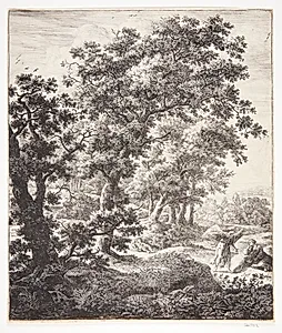 Hager trøstes af englen by Anthonie Waterloo