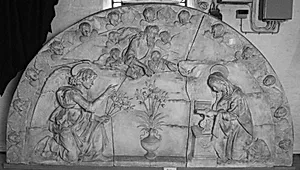 Halvcirkelformet. Innocenti-bebudelsen by Ubekendt