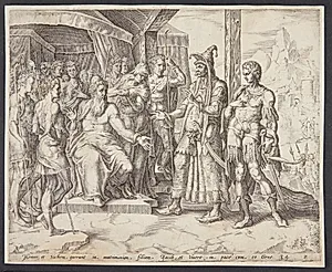 Hamor og Sikem anmoder Jakob om Dinas hånd by Harmen Jansz. Muller