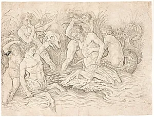 Havgudernes kamp, højre halvdel by Andrea Mantegna