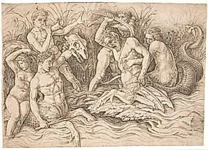 Havgudernes kamp, højre halvdel by Andrea Mantegna