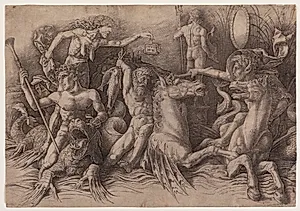 Havgudernes kamp, venstre halvdel by Andrea Mantegna