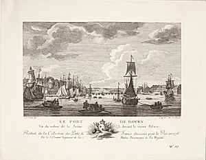 Havnen i Rouen, med det gamle palads (Le port de Rouen) by Ubekendt