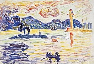 Havnen i Saint-Tropez med torpedojageren Midi de la France by Paul Signac