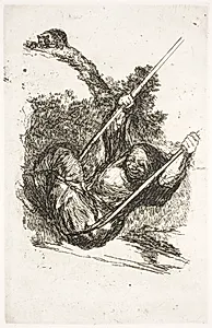 Heks i gynge (Vieja columpiándose) by Francisco de Goya
