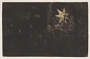 Hellig tre kongers aften, natlig scene by Rembrandt van Rijn