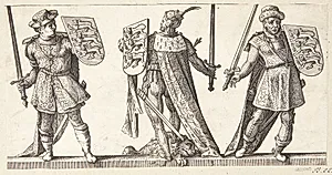 Henrik II, Richard Løvehjerte og Johan uden Land by Hendrick Goltzius