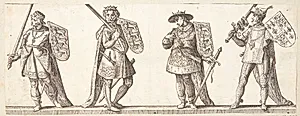 Henrik III, Edvard I, Edvard II og Edvard III by Hendrick Goltzius