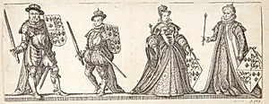Henrik VIII, Edvard VI, Maria I og Elizabeth I by Hendrick Goltzius