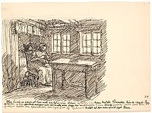 Her boede en gammel Kone med sin Kat og sin Høne... by Fritz Syberg