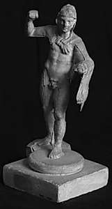Herakles med løveskindet over v. arm, h. løftet by Ubekendt