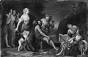 Hercules hos Omphale, omgivet af hendes veninder by Ubekendt