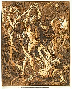 Herkules dræber Cacus by Hendrick Goltzius
