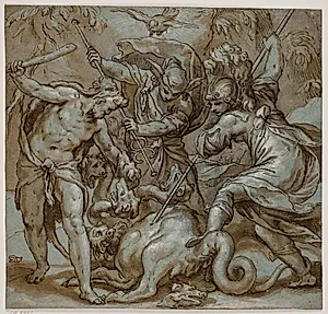 Herkules, Merkur og Minerva besejrer Hydraen by Paolo Farinati