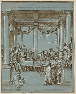 Herodes' gæstebud by Domenico Campagnola