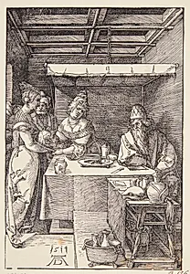 Herodes præsenteres for Johannes Døberens afhuggede hoved by Albrecht Dürer