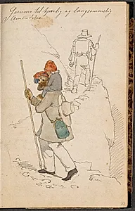 Himmelblomst (Commelina Coelestis), indfældet i dagbogsnotater by Johan Thomas Lundbye