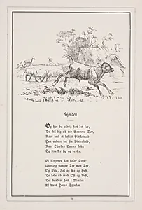Hjorden. Illustration til H.V. Kaalund, "Fabler for Børn" by H.P. Hansen