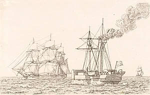 Hjuldamper og sejlskib by C.W. Eckersberg