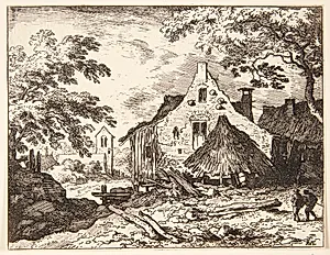 Høbunke ved et hus by Allaert van Everdingen