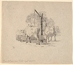 Hønen og koen. Illustration til Kaalunds "Fabler for Børn". Se kommentar fra arkkatalog. by Johan Thomas Lundbye