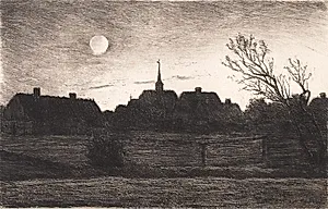 Hornbæk kirke, sommeraften by Carl Locher
