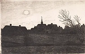 Hornbæk kirke, sommeraften by Carl Locher