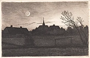 Hornbæk kirke, sommeraften by Carl Locher