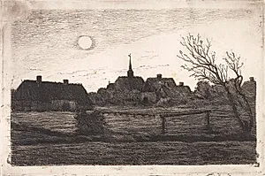 Hornbæk kirke, sommeraften by Carl Locher