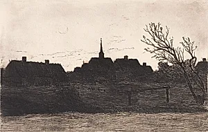 Hornbæk kirke, sommeraften by Carl Locher